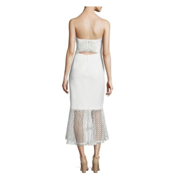 Jonathan Simkhai White Window Pane Lace Bandeau Midi Dress Bridal Wedding - Picture 3 of 16